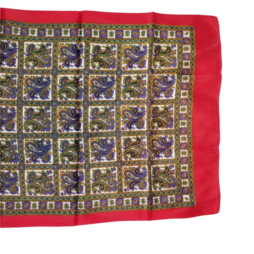 Women's Fashion Scarf Rectangle Unbranded Paisley Rolled Hem Red Purple Green